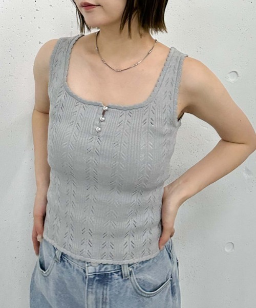 新品 アリジ ALYSI ニットタンクトップ S EKN695 イタリア製 セール】ハリヌキニットタンク（タンクトップ）｜archives