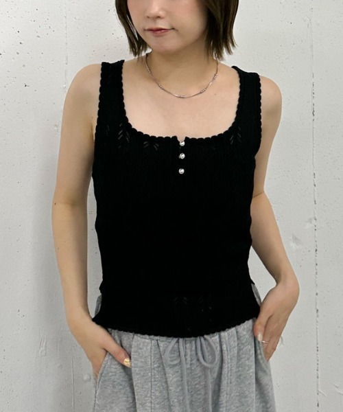 archives（アルシーヴ）の「ハリヌキニットタンク（タンクトップ・レディース・ネイビー/オフホワイト/グレー/ブラック・MEDIUM）」の18枚目の写真