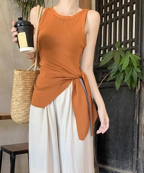 Miniministore(ミニミニストア)の「タンクトップ 韓国風 サイドスリット夏服(タンクトップ・レディース・ホワイト/オレンジ/ブラック・FREE)」の18枚目の写真