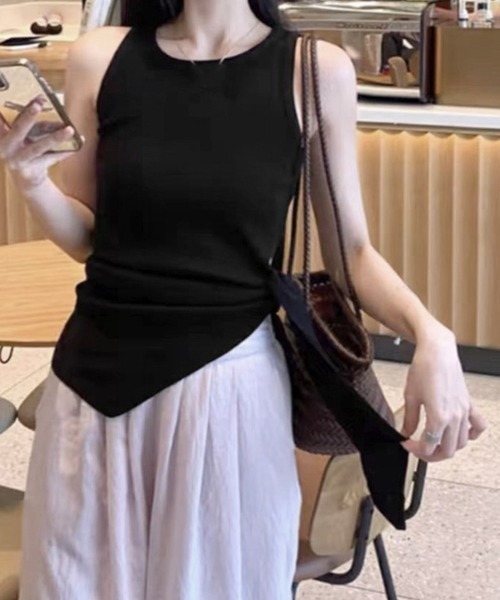 Miniministore(ミニミニストア)の「タンクトップ 韓国風 サイドスリット夏服(タンクトップ・レディース・ホワイト/オレンジ/ブラック・FREE)」の13枚目の写真