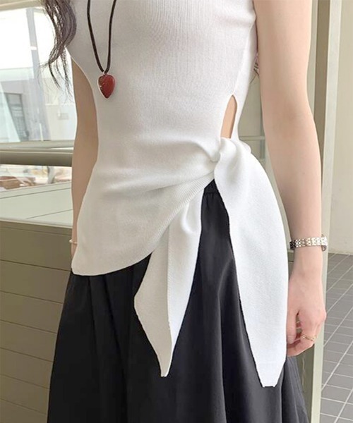 Miniministore(ミニミニストア)の「タンクトップ 韓国風 サイドスリット夏服(タンクトップ・レディース・ホワイト/オレンジ/ブラック・FREE)」の11枚目の写真