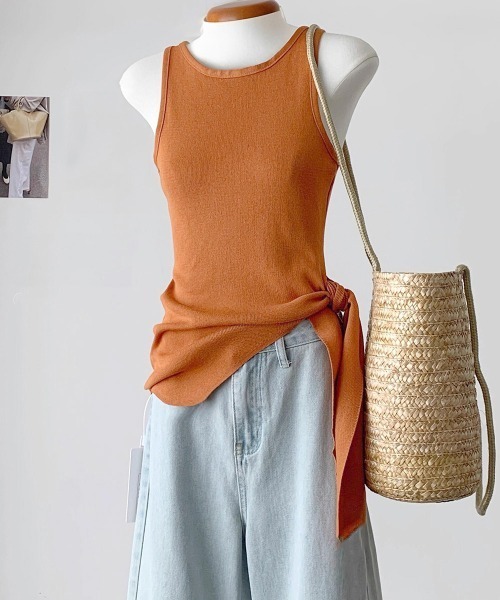 Miniministore(ミニミニストア)の「タンクトップ 韓国風 サイドスリット夏服(タンクトップ・レディース・ホワイト/オレンジ/ブラック・FREE)」の9枚目の写真