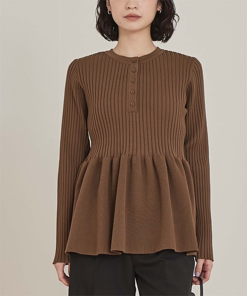 ヘンリーネックペプラムニット（ニット/セーター）｜miette（ミエット