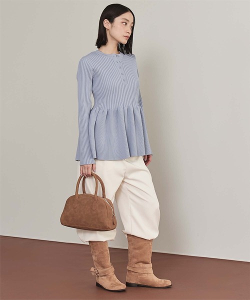 miette（ミエット）の「ヘンリーネックペプラムニット（ニット/セーター・レディース・ブルーグレー/チャコール/ブラウン・M/S）」の11枚目の写真