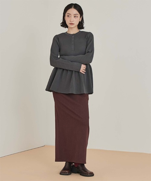 miette（ミエット）の「ヘンリーネックペプラムニット（ニット/セーター・レディース・ブルーグレー/チャコール/ブラウン・M/S）」の12枚目の写真
