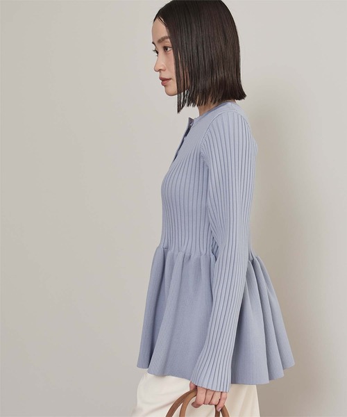 miette（ミエット）の「ヘンリーネックペプラムニット（ニット/セーター・レディース・ブルーグレー/チャコール/ブラウン・M/S）」の6枚目の写真