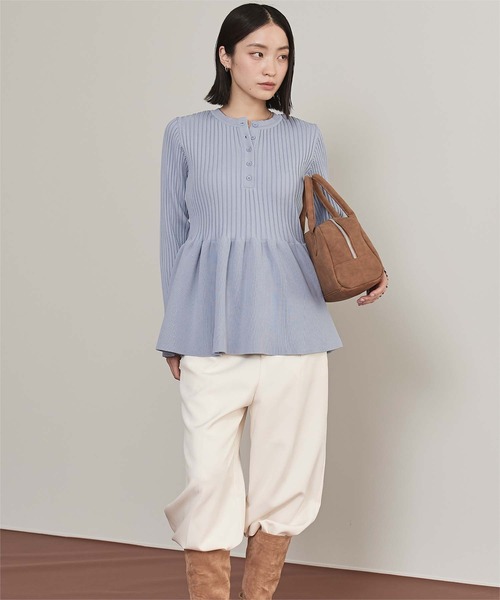 miette（ミエット）の「ヘンリーネックペプラムニット（ニット/セーター・レディース・ブルーグレー/チャコール/ブラウン・M/S）」の8枚目の写真