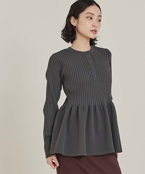 セール】ヘンリーネックペプラムニット（ニット/セーター）｜miette