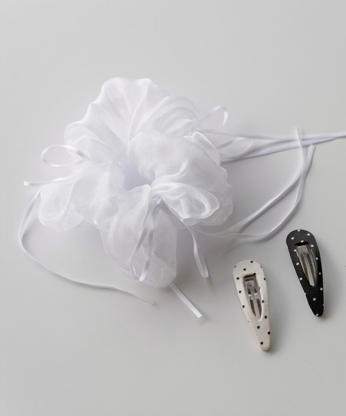 UNE MANSION(ユヌマンション)の「ラブリーレースシースルーシュシュ&ドット2SETピン(シュシュ・レディース・ブラック/ホワイト・ONESIZE)」の17枚目の写真