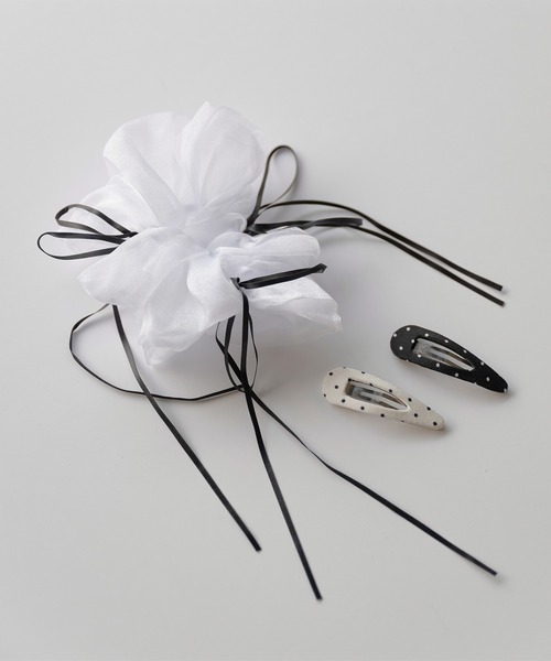 UNE MANSION(ユヌマンション)の「ラブリーレースシースルーシュシュ&ドット2SETピン(シュシュ・レディース・ブラック/ホワイト・ONESIZE)」の18枚目の写真