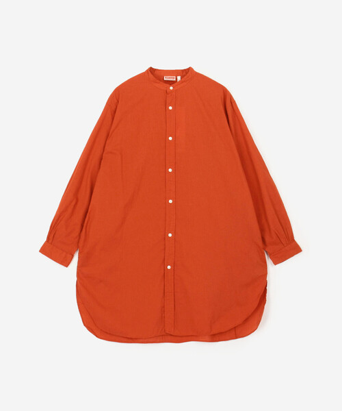 Bshop（ビショップ）の「INDIA INDUSTRY | コットンローン 長袖バンドカラーシャツ WOMEN（シャツ/ブラウス・レディース・オレンジ系その他/ブラック/ダークグリーン・1）」の3枚目の写真