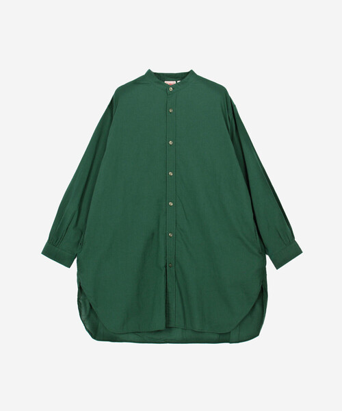 Bshop（ビショップ）の「INDIA INDUSTRY | コットンローン 長袖バンドカラーシャツ WOMEN（シャツ/ブラウス・レディース・オレンジ系その他/ブラック/ダークグリーン・1）」の2枚目の写真