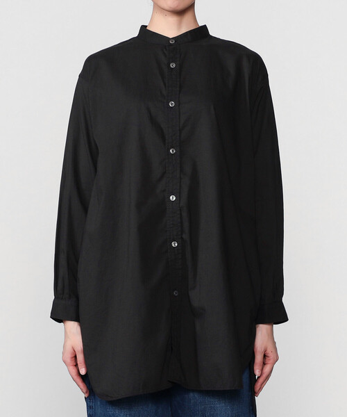 Bshop（ビショップ）の「INDIA INDUSTRY | コットンローン 長袖バンドカラーシャツ WOMEN（シャツ/ブラウス・レディース・オレンジ系その他/ブラック/ダークグリーン・1）」の9枚目の写真