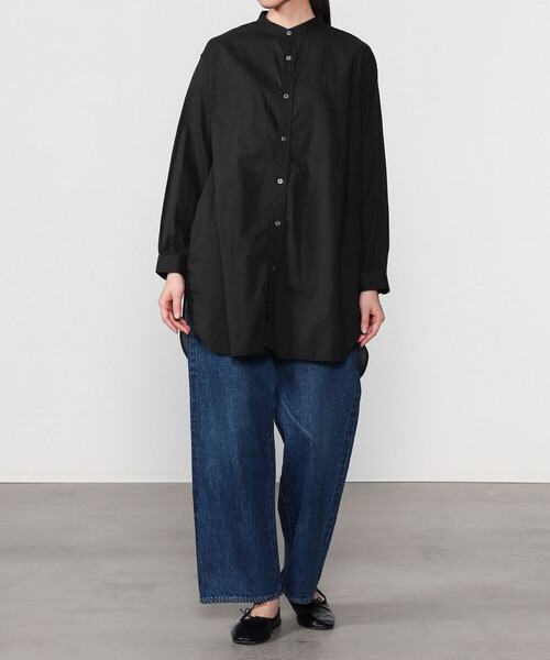 Bshop（ビショップ）の「INDIA INDUSTRY | コットンローン 長袖バンドカラーシャツ WOMEN（シャツ/ブラウス・レディース・オレンジ系その他/ブラック/ダークグリーン・1）」の12枚目の写真
