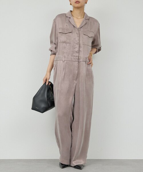 GALLARDAGALANTE（ガリャルダガランテ）の「オープンカラージャンプスーツ（つなぎ/オールインワン・レディース・グレイッシュベージュ・FREE）」の6枚目の写真