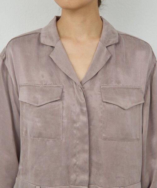 GALLARDAGALANTE（ガリャルダガランテ）の「オープンカラージャンプスーツ（つなぎ/オールインワン・レディース・グレイッシュベージュ・FREE）」の14枚目の写真