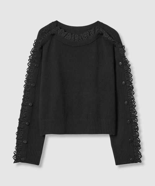 セール】【LOULOU WILLOUGHBY】ショルダーレース釦プルオーバー