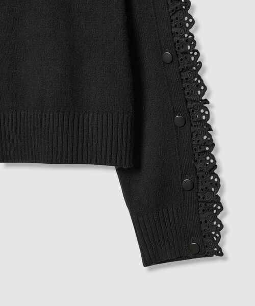 セール】【LOULOU WILLOUGHBY】ショルダーレース釦プルオーバー