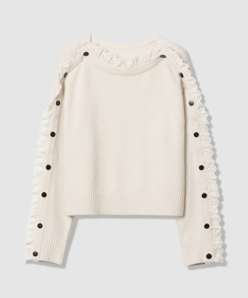 セール】【LOULOU WILLOUGHBY】ショルダーレース釦プルオーバー