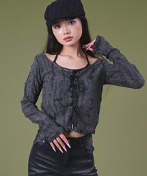 DISPARK/【25年秋冬新作】レイヤードダメージレースアップTOP