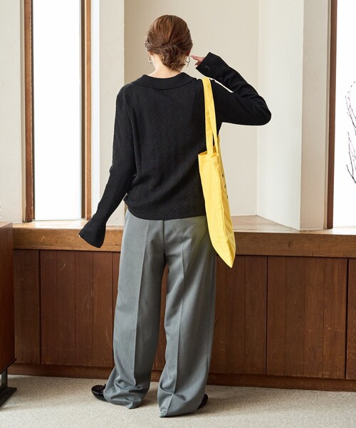 セール】限定展開 麻タッチ フラワー ジャガード カーディガン