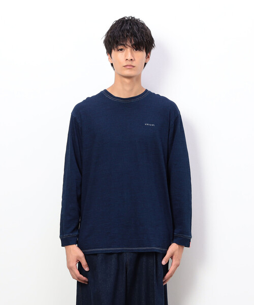 ONIGIRI（オニギリ）の「スラブ天竺ロングＴシャツ（Tシャツ/カットソー・レディース・ネイビー/オフホワイト・FREE）」の11枚目の写真