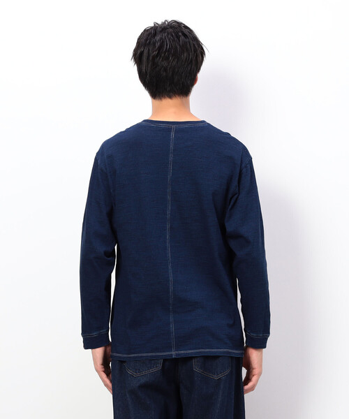 ONIGIRI（オニギリ）の「スラブ天竺ロングＴシャツ（Tシャツ/カットソー・レディース・ネイビー/オフホワイト・FREE）」の13枚目の写真