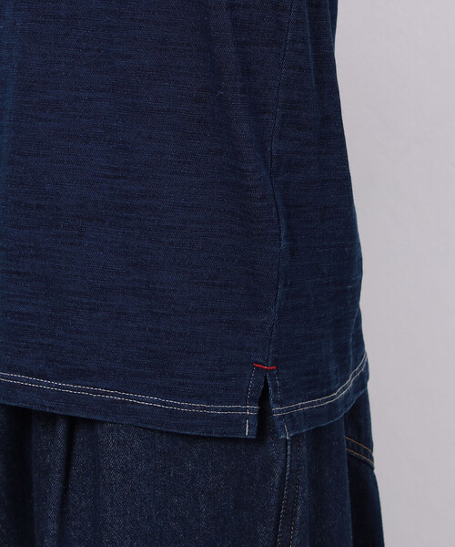 ONIGIRI（オニギリ）の「スラブ天竺ロングＴシャツ（Tシャツ/カットソー・レディース・ネイビー/オフホワイト・FREE）」の16枚目の写真