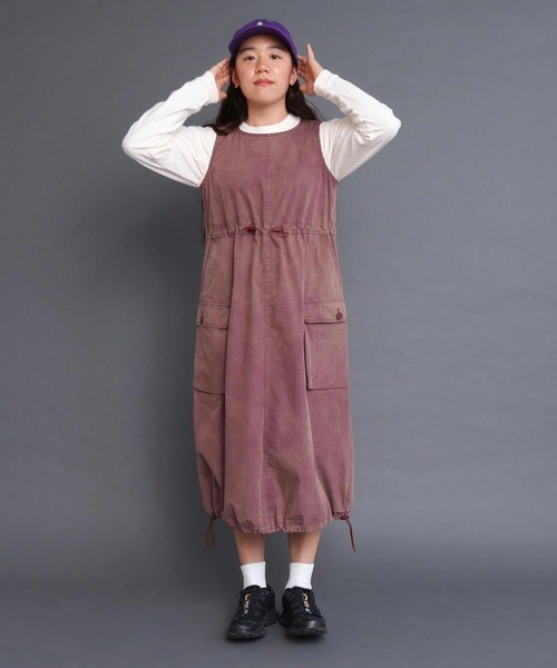 I am I in fact...（アイアムアイインファクト）の「●CHEMICAL WASH ギャザーワンピース（ワンピース・レディース・カーキ/ベージュ/ボルドー・FREE）」の3枚目の写真