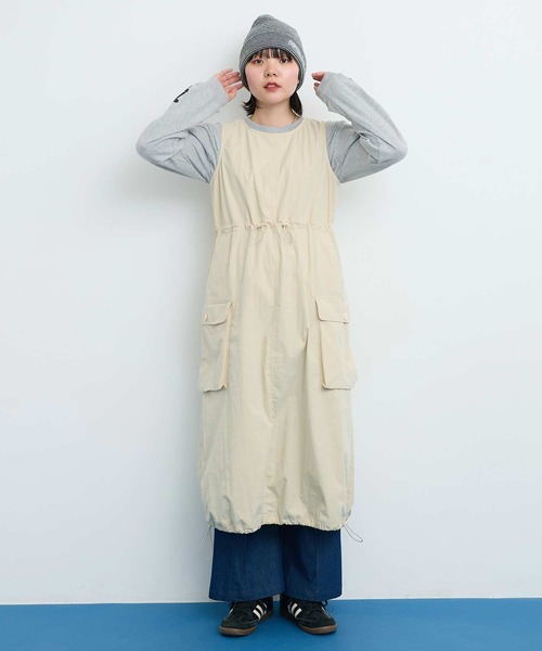 I am I in fact...（アイアムアイインファクト）の「●CHEMICAL WASH ギャザーワンピース（ワンピース・レディース・カーキ/ベージュ/ボルドー・FREE）」の5枚目の写真