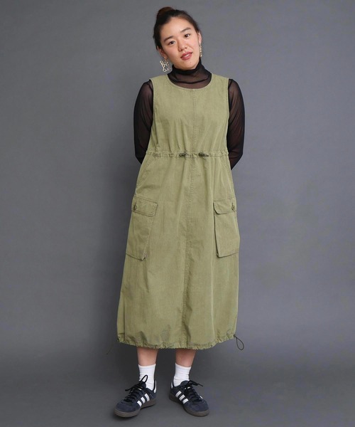 I am I in fact...（アイアムアイインファクト）の「●CHEMICAL WASH ギャザーワンピース（ワンピース・レディース・カーキ/ベージュ/ボルドー・FREE）」の11枚目の写真