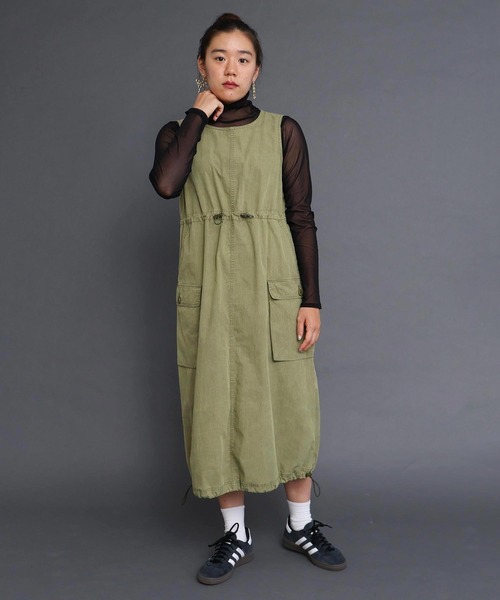 I am I in fact...（アイアムアイインファクト）の「●CHEMICAL WASH ギャザーワンピース（ワンピース・レディース・カーキ/ベージュ/ボルドー・FREE）」の12枚目の写真