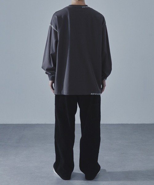 SLICK（スリック）の「【SLICK/スリック】30/2 Compact Yarn Embroidery T-Shirt/コンパクトヤーンエンブロイダリーTシャツ/ハンドステッチ（Tシャツ/カットソー・メンズ・グレイッシュベージュ/ブラック/ブラウン・2/1/3）」の6枚目の写真