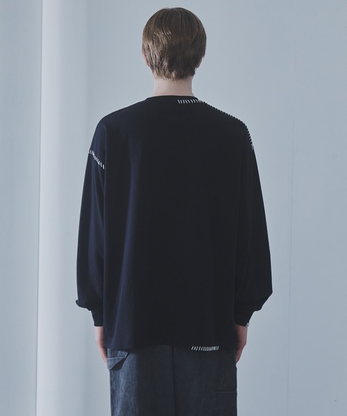 SLICK（スリック）の「【SLICK/スリック】30/2 Compact Yarn Embroidery T-Shirt/コンパクトヤーンエンブロイダリーTシャツ/ハンドステッチ（Tシャツ/カットソー・メンズ・グレイッシュベージュ/ブラック/ブラウン・2/1/3）」の21枚目の写真