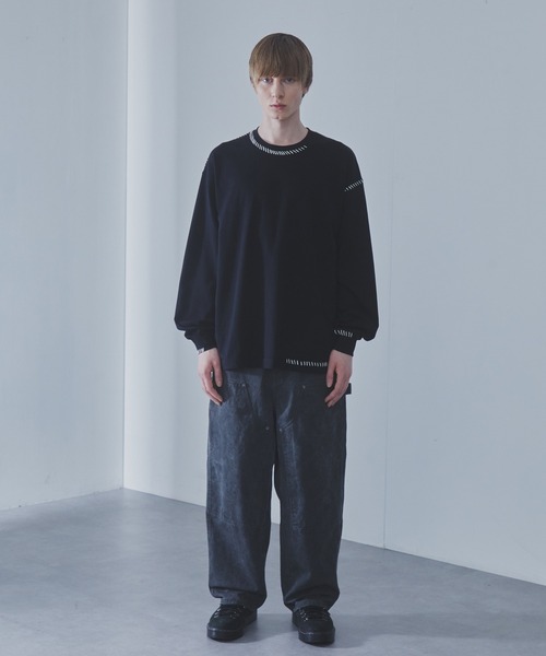 SLICK（スリック）の「【SLICK/スリック】30/2 Compact Yarn Embroidery T-Shirt/コンパクトヤーンエンブロイダリーTシャツ/ハンドステッチ（Tシャツ/カットソー・メンズ・グレイッシュベージュ/ブラック/ブラウン・2/1/3）」の20枚目の写真