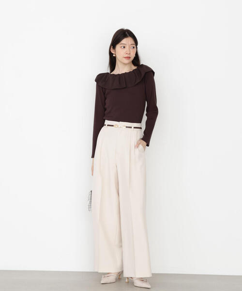 PROPORTION BODY DRESSING(プロポーションボディドレッシング)の「ハイウエストワイドパンツ / 1215230901(その他パンツ・レディース・ホワイト系その他/ブラック・SMALL/P/S/MEDIUM)」の4枚目の写真