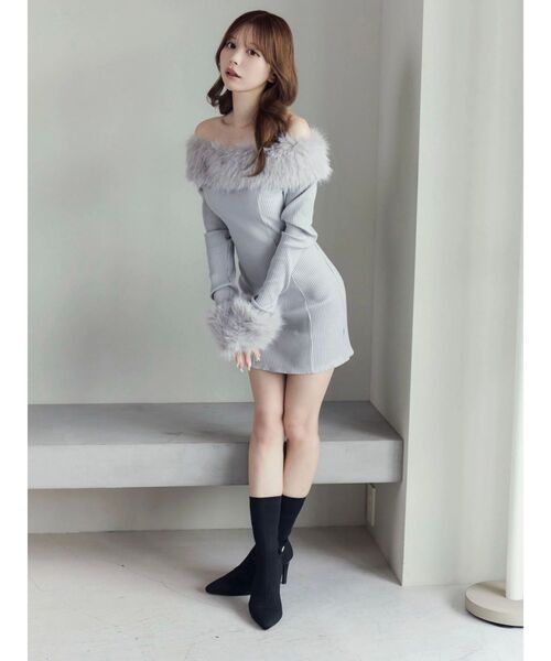 EATME（イートミー）の「フェイクファーオフショルミニワンピース（ワンピース・レディース・ブラウン/グレー/ブラック・FREE）」の18枚目の写真