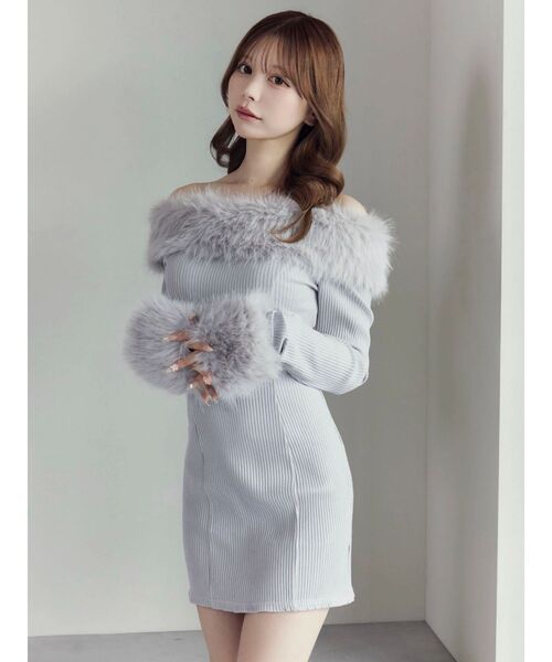 EATME（イートミー）の「フェイクファーオフショルミニワンピース（ワンピース・レディース・ブラウン/グレー/ブラック・FREE）」の15枚目の写真