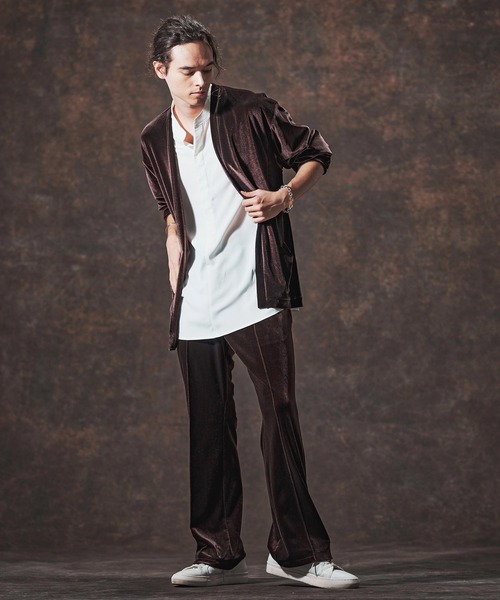 Jih Nunc（ジーヌンク）の「mcg3690-ストレッチベロアボタンレスカーディガン(JIH-R1123)（カーディガン/ボレロ・メンズ・ブラック/パープル/ブラウン・L/M/S）」の15枚目の写真