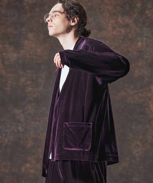 Jih Nunc（ジーヌンク）の「mcg3690-ストレッチベロアボタンレスカーディガン(JIH-R1123)（カーディガン/ボレロ・メンズ・ブラック/パープル/ブラウン・L/M/S）」の17枚目の写真