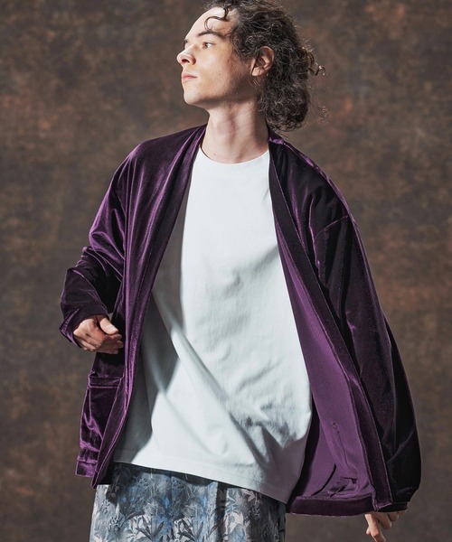 Jih Nunc（ジーヌンク）の「mcg3690-ストレッチベロアボタンレスカーディガン(JIH-R1123)（カーディガン/ボレロ・メンズ・ブラック/パープル/ブラウン・L/M/S）」の19枚目の写真