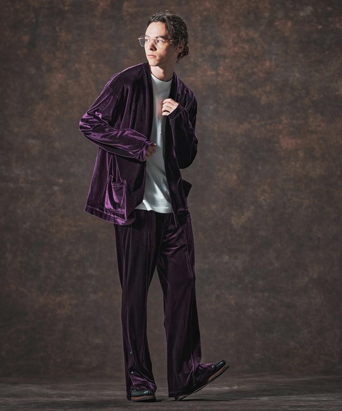 Jih Nunc（ジーヌンク）の「mcg3690-ストレッチベロアボタンレスカーディガン(JIH-R1123)（カーディガン/ボレロ・メンズ・ブラック/パープル/ブラウン・L/M/S）」の20枚目の写真