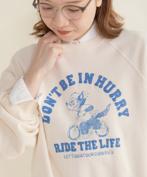 CHILD WOMAN（チャイルドウーマン）の「オオカミプリント裏毛プルオーバー（スウェット・レディース・アイボリー/グレー/レッド・FREE）」の7枚目の写真