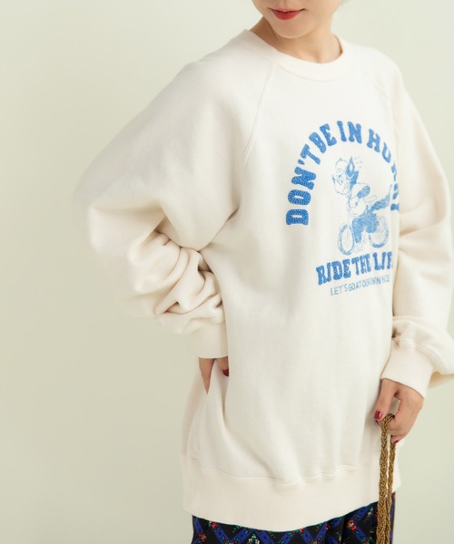 CHILD WOMAN（チャイルドウーマン）の「オオカミプリント裏毛プルオーバー（スウェット・レディース・アイボリー/グレー/レッド・FREE）」の16枚目の写真