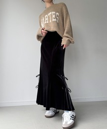 JUNOAH（ジュノア）の「サイドリボンベロアマーメイドスカート（スカート）」