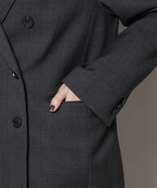 セール】ストレッチサージチェックダブルジャケット(セットアップ可
