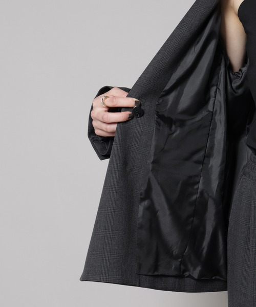 セール】ストレッチサージチェックダブルジャケット(セットアップ可