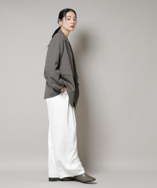 NANO universe（ナノユニバース）の「ストレッチサージチェックダブルジャケット(セットアップ可)（テーラードジャケット・レディース・ブラウン/チャコール・S/M）」の9枚目の写真