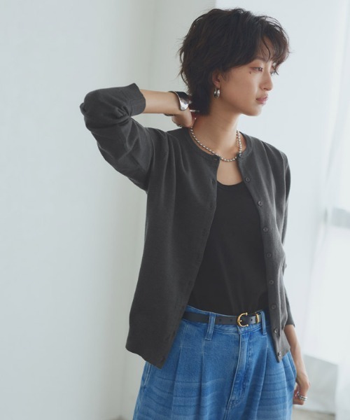 RASW(ラス)の「ビスコースシンプルカーディガン(カーディガン/ボレロ・レディース・ダークネイビー/グレー系その他・L/M)」の7枚目の写真