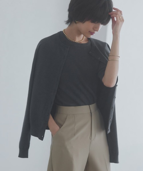 RASW(ラス)の「ビスコースシンプルカーディガン(カーディガン/ボレロ・レディース・ダークネイビー/グレー系その他・L/M)」の8枚目の写真